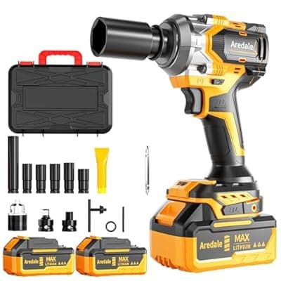[Aredale] Aredale Cordless Impact Wrench, Brushless Motor 450N.m (380Ft-lbs), 1/2 Inch cordless Impact Gun with 2 x 4.0Ah Battery, 6 Sockets Electric Impact Wrench for Car/DIY Furniture/Home