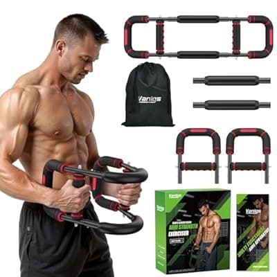[Vanlgs] Twister Arm Trainer for Men, Chest Workout Equipment 5-Level Adjustable (40-130lb) with Ergonomic 27° Targets Biceps/Clip/Thigh, Portable Exerciser for Home Gym Travel Fitness
