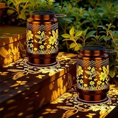 [KagoLing] KagoLing Solar Lanterns Outdoor Waterproof Hummingbird 2 Pack, Birthday Gifts for Women Mom Grandma, Garden Decor Hanging Solar Lights Outdoor Metal Lantern Decoration Outside for Yard, Patio