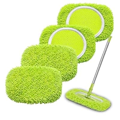 [Wzxlj.Y] Wzxlj.Y Reusable Mop Pads Refill Compatible with Swiffer Sweeper Mop, Microfiber Wet Mopping Cloths for Floor Cleaning , Ideal for Home Cleaning Washable Floor (4)