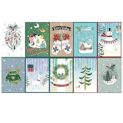[ISEMRO] ISEMRO 20 Pcs Vintage Christmas Greeting Cards Xmas Greetings Cards Santa Christmas Reprint Antique Postcard Set for Home Office (Green)