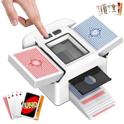 [Vipdream] Automatic Card Shuffler for 2 Decks, Card Shuffler Machine with Dual Modes, Card Shuffler 1 Deck with 2000mAh Battery, MahJong Shuffler cards for UNO, Skip-Bo, Poker, Texas Hold’em,Party & Travel