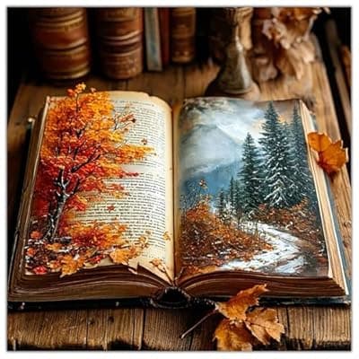 [Lophomie] Lophomie Book Diamond Art Kits for Adults, 5D Diamond Painting for Adults Beginners, DIY Diamond Dots Kits Gem Arts Crafts for Home Wall Decor 14x14 Inch