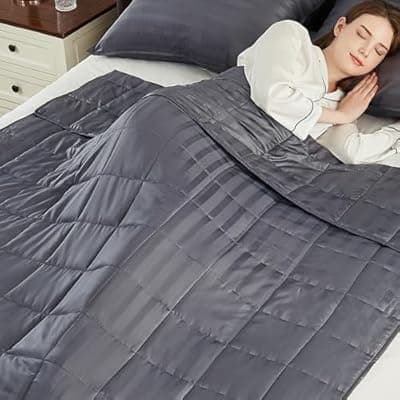 [anfie] Weighted Blanket Queen Size (60"x80" 20lbs),Ultra Soft and Cozy Cooling Weighted Blanket Queen Size for Adult,Heavy Blanket with Machine Washable Soft Blanket, Stripe Grey