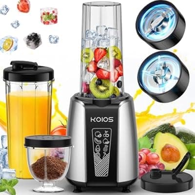 [KOIOS] KOIOS Smoothie Blender, Max 1000w Personal Blender for Shakes and Smoothies, 12Pcs Coffee Grinder and Countertop Blenders Combo for Kitchen, Portable Smoothie Blenders with 2x22 oz To-Go Cups, Non-BPA