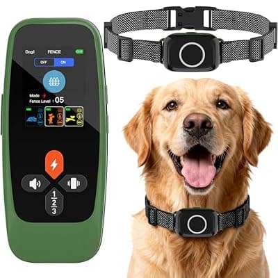 [KITPLUS] KITPLUS Wireless Dog Fence System, Electric Fence for Dogs, 4-in-1 Dog Training Collar with Remote, Bark Reminder, Status Monitor, IPX7 Waterproof Receiver for Medium Large Dogs Outdoor Use