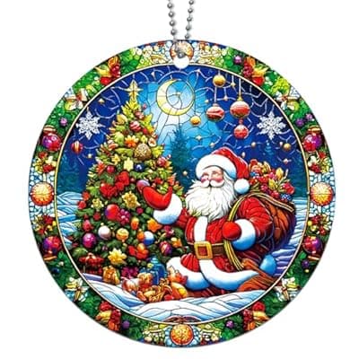 [JZILU] Santa Ornaments, Santa Claus Ornaments for Christmas Tree, Vintage Santas Acrylic Ornament, Unique Classic Christmas Ornament for Gift Exchange