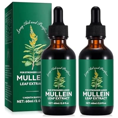 [QJCWXIAOX] QJCWXIAOX 2 Pack Mullein Drops for Lungs, Mullein Leaf Extract with Chlorophyll,Mullein Leaf Extract for Lung Cleanse and Respiratory Support -2 Bottles