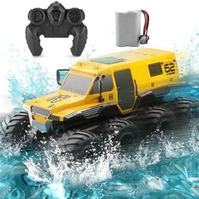 [KB KAIBO] KB KAIBO 1:12 Large Amphibious Remote Control Car Monster Truck - 8WD All Terrain Waterproof Toy for Kids, 7.4V High-Speed Remote Control Car for Boys Girls Ages 6-12, Perfect Birthday Gifts -Yellow