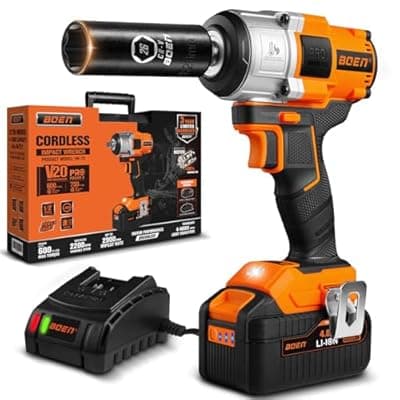 [boen] boen Cordless Impact Wrench 1/2 inch, 600FT-LBS(800N.m), Brushless Electric Impact Wrench, 2200RPM High Torque Impact Gun for Car Home, Includes 4.0Ah Battery×1, Charger, IW-75