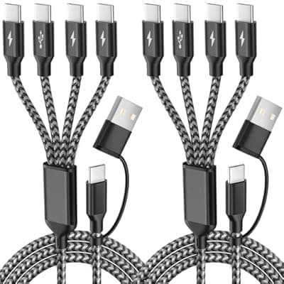 [MPATIBY] USB C Splitter Multi Charging Cable,USB A/C to USB C Charging Cord,Dual Type C Charger Cord,4 in 2 Multi Charger Cord with 4 Type-C Connectors Compatible with iPhone16/15/Cell Phones Tablets and More.