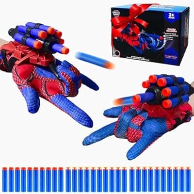 [DYFAIS] 2 Pack Web Shooters for Kids, Boy Gifts, Toys for 3 4 5 6 7 8 Year Old Boys, Toys for Age 3-4 4-6 5-7 6-8, Web Slinger with Gloves, Birthday Presents
