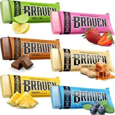 [BRAVEN] Braven Bar Assorted Variety Energy Bars (1.59 oz, Pack of 10) – Energy Chews with 5g Protein – On-the-Go Snacks for Running, Hiking, and Sports - Gluten Free Snacks for Sustained Boost