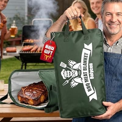 [Bolycen] Upgraded BBQ Blanket for Resting Meat -Smoker Accessories Insulated Meat Resting Bag with Wide Mouth for Brisket/Steak/Pork Shoulder/Turkey - BBQ Accessories Grilling Gifts for Men (Green, 21inch)