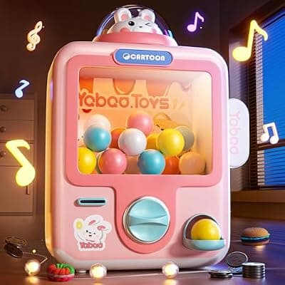 [Skirfy] Skirfy Vending Machine Kids Toys Mini Claws Machine 12 Erasers Operated Gumball Prize Machine Maker Game Claws Machine Easter Game Sensory Toys Dolls Gifts（Pink）