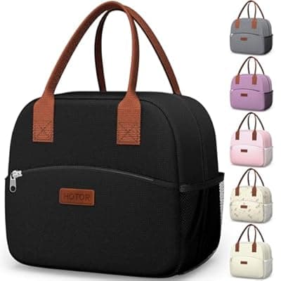 [HOTOR] HOTOR Lunch Bag for Women & Men - Wear-Resistant Insulated Lunch Box with Large Capacity, Multi-Functional Cooler Bag for Office, Picnic, Black, 10L,10.60" x 5.90" x 9.50"