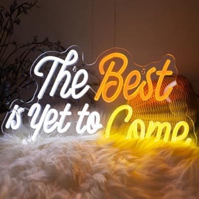 [KATMBFUE] The Best is Yet to Come Neon Sign, Letter Neon Signs for Wall Decor Dimmable Light up Sign, Classroom Wedding Party Bar Bedroom Home Neon Decor 16.53 x 10.23 inch