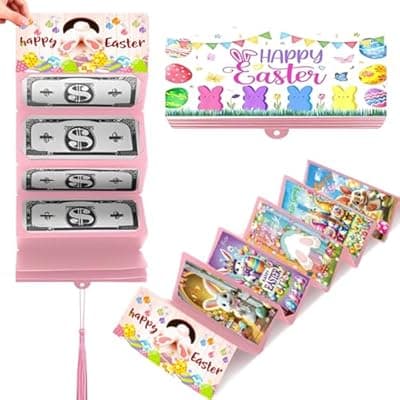 [Web Launcher String Shooters] Easter Money Holder with Bunny - 10 Slot Cash Envelope Card for Easter, Birthday, Graduation | Creative Gift for Teens, Kids, Adults, Men & Women (Pink, 1Pcs)