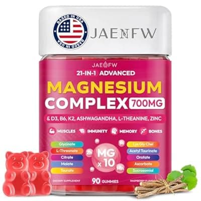 [JAENFW] Magnesium Glycinate Gummies 700MG - 21-in-1 Advanced Magnesium Supplement with Ashwagandha, L-Theanine, Zinc, Vitamin - Sugar Free Magnesium Gummies for zzZ, Focus & Relaxation, for Women, Men & Kids