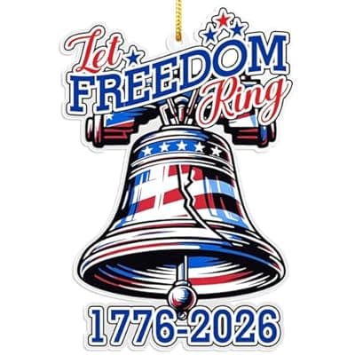 [Valyria] United States 250th Anniversary Bell Ornament, 2D Acrylic 1776 2026 Liberty Bell Decorations, America 250 Years Commemorative Ornaments for US Citizens
