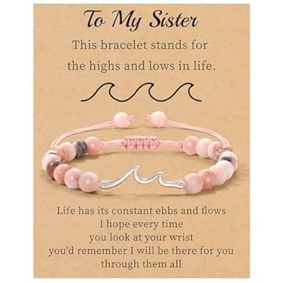 [Sistble] Sistble Mothers Day Gifts for Women, Wave Bracelet Inspirational Gifts Natural Stone Beaded Bracelets Life Is Tough Cheer Up Spiritual Thoughtful Get Weel Gift Birthday Summer Beach Jewelry