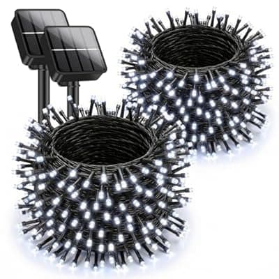 [Brightever] Brightever Solar String Lights for Outside, 2-Pack Total 92FT 240 LED Solar Powered Fairy Lights IP65 Waterproof, Outdoor String Light for Patio, Yard, Tree, Balcony, Garden Decorations, Cool White