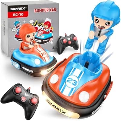 [SIMREX] SIMREX Remote Control Bumper Cars for Kids - 2 Player Battle Set with Lights & Music, Toy RC Car for Toddlers Boys Girls Ages 3-8, Christmas Birthday Gift for Boys Girls