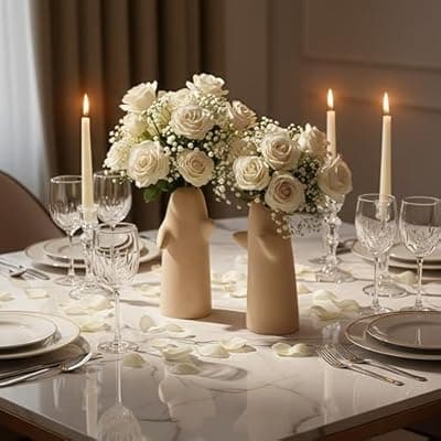 [Kadrama] Valentine’s Day Gift for Him – Embrace Ceramic Vase Set of 2, Clay Hugging Design Flower Vase, Minimalist Romantic Home Decor for Anniversary & Love Gifts