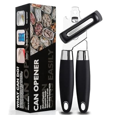 [Yarmchahk] Yarmchahk Multifunctional Stainless Steel Manual Can Opener and Bottle Opener, Heavy Duty Hand Held Can Opener with Easy Turn Knob, Sharp Blade Smooth Edge, Good Grips Kitchen Tool for Seniors, Black