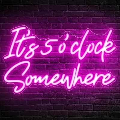 [Kavaas] Kavaas Its 5 O'clock Somewhere Neon Sign, Neon Bar Signs for Home Bar Decor, Man Cave Pub Party - Best Gifts for Husband, Father, Birthday, Christmas