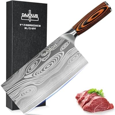 [DAJOUJS] DAJOUJS Meat Cleaver Knife Ultra Sharp Kitchen Knife 8 Inch, High Carbon Stainless Steel Butcher Knife with Wooden Handle, Chinese Cleaver for Meat Cutting Vegetable Slicing Perfect Birthday Gifts