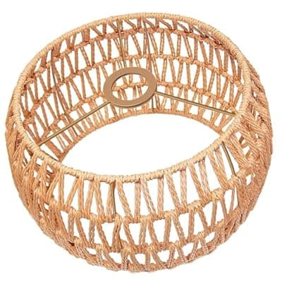 [MUYIWEIDEN] Rattan Lamp Shade(12.6"×6.7"), Small Hanging Pendant Lampshade, Boho Lamp Shades For Floor Lamp, Vintage Wicker Hanging Lamp Shade For Living Room, Woven Lampshades for Wall Sconces