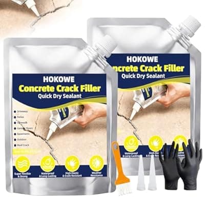 Concrete Crack Filler 2-Pack, Cement Crack Filler for Outdoor Use, Self-Leveling Waterproof Sealant, Quick-Drying Adhesive for Driveways, Sidewalks, Patio & Concrete Joint Repair (Gray)