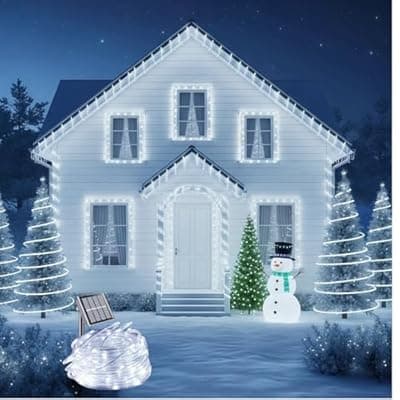 [LightSeek] Solar Rope Lights, 33FT 100LED String Lights Outdoor, 8 Lighting Modes Solar Powered Rope Lights for New Year Easter Party Holiday Tree Decoration, White