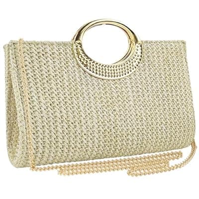 [Wiwsi] Wiwsi Straw Raffia Clutch Purse for Women,Summer Beach Handbag, Top Handle Crossbody Bag for Vacation & Daily Wear