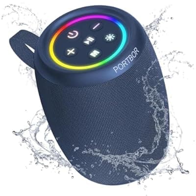 [PORTBOR] PORTBOR Bluetooth Speaker, Portable Wireless Speaker with Stereo Loud Sound, BT5.3, IPX5 Waterproof, TWS Pairing, for Outdoor Home Party Beach Camping, Electronics, Holiday Birthday Gift