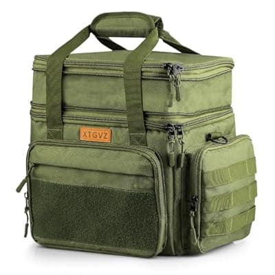 [XTGVZ] XTGVZ Insulated Lunch Bag for Men, Large Mens Lunchbox for Work, Adult Lunch Box with Dual Compartments and Water Bottle Holder, Heavy Duty Double Decker Lunch Bag for Travel, Construction（Green） 24L