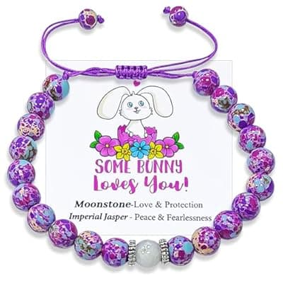 [YXOTJHS] YXOTJHS Easter Basket Stuffers Emperor Stone Bracelets For Girls, Teens, Kids - Easter Gifts For Girls, Teen, Women - With Cute Bunny Card