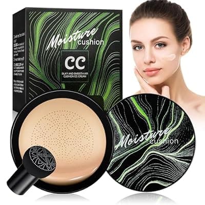 [Ihrlpxkc] Foundation for Older Women - Mushroom Head Air Cushion CC Cream Foundation Makeup, Concealer Full Coverage Moisturizing BB Cream Brightening Matte Finish Tattoo Cover up Makeup (Natural)