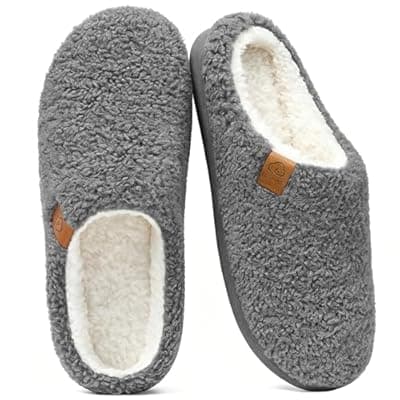 [Evshine] Evshine Memory Foam Fuzzy Slippers for Women Curly Fleece House Shoes Warm Indoor Outdoor Home Slip on