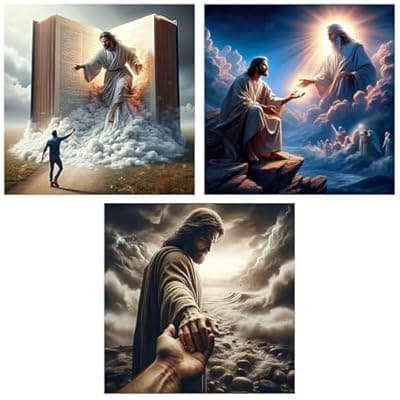 [Zythron] Zythron 3PCS Diamond Art Kits for Adults Jesus Diamond Painting Religion Diamonds Art DIY 5D Full Drill Gem Art Jesus Christ Painting Kit for Home Wall Decor Gifts 12x12 in