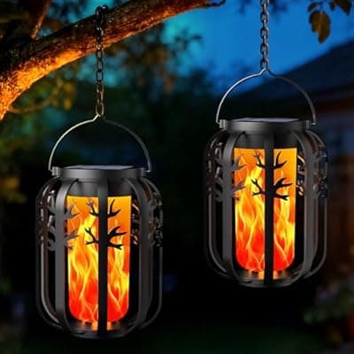 [KagoLing] Solar Lanterns, KagoLing Flame Solar Lanterns Outdoor Waterproof Gift for Women Hanging Lights Outdoor Flickering Lamp Lights Decoration for Outside Garden,Yard,Porch,Tree,Lawn,Pathway Decor, 2 Pack