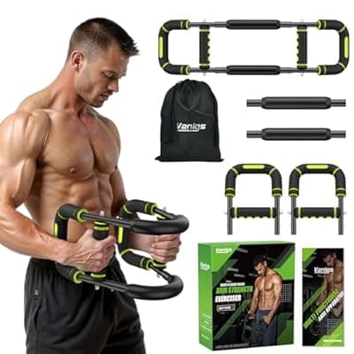 [Vanlgs] Twister Arm Trainer for Men, Chest Workout Equipment 5-Level Adjustable (40-130lb) with Ergonomic 27° Targets Biceps/Clip/Thigh, Portable Exerciser for Home Gym Travel Fitness