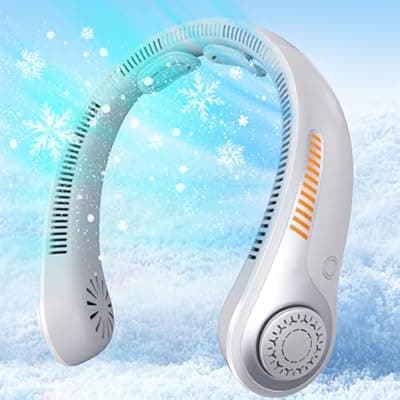 [JMOSTRG] JMOSTRG Neck Fan Rechargeable - Portable Personal Fan with Neck Support, 5 Speeds Full Surround Cooling, Battery Operated Bladeless Fan Quiet Lightweight for Travel, Gifts for Men Women