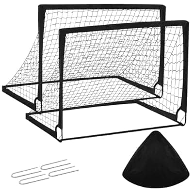 [Aulaborer] 2 Pack 4x3ft Kids Soccer Goals for Backyard, Portable Pop-Up Soccer Net Training Equipment with Carry Bag for Toddler Outdoor Sports & Games