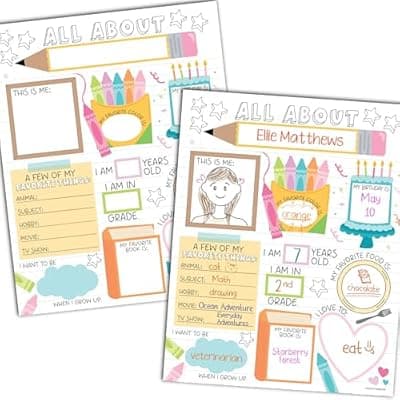 [Hadley Designs] Hadley Designs All About Me Posters for Classroom Must Haves - 20 Star Student Poster, 100 Days of School Items, Star of The Week Poster Elementary Classroom Decor, End of School Year Teacher Supplies