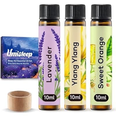 [Umisleep] Umisleep High-Potency Essential Oils Set for Better Sleep & Relaxation - Lavender, Sweet Orange, Ylang-Ylang - Long-Lasting Essential Oils for Diffusers, Aromatherapy, Humidifiers - 3 x 10 ml Gift Set