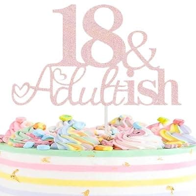 [XGXHZYLC] 18th Birthday Cake Topper Glitter Happy 18th Bday Cake Topper 18 Cake Topper and Adultish for 18 Birthday Decorations 18th Birthday Decor 18 Bday Decorations for Girls Boys