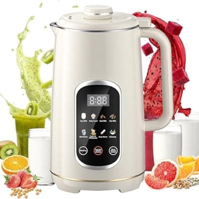 [Knhuz] Kuhuz Nut Milk Maker,42oz Plant Based Milk Machine For Homemade Almond/Oat/Soy,10-in-1 Countertop Blender With Juice/Milkshake/Food Processor/Boil Water,Delay Start/Keep Warm/Self Cleaning,White