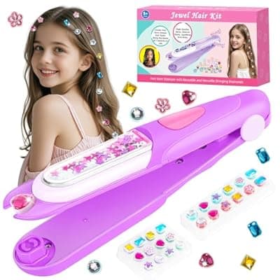 [ADXVR] Hair Gem Stamper Kit - Bling Hair Jewels for Girls Toys - Hair Accessories with Reusable Shining Diamonds, Birthday Gifts for Girls 3 4 5 6 8-12